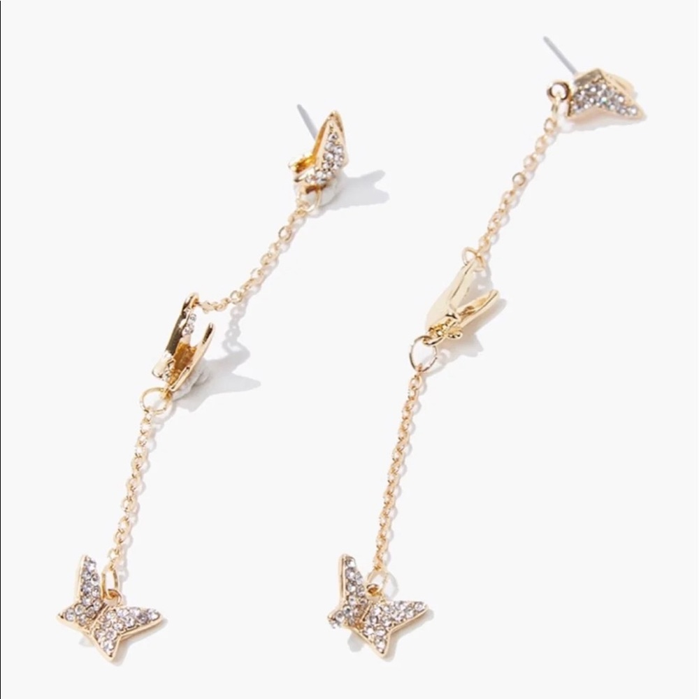 Butterfly Dangle Rhinestone Earrings
